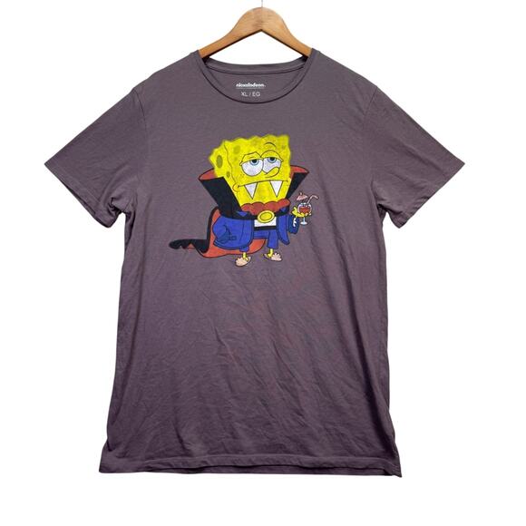 SpongeBob SquarePants Nickelodeon Drink Vampire Halloween Purple T Shirt Sz XL - Picture 1 of 4
